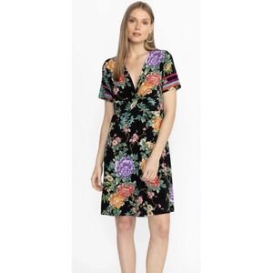 Johnny Was Small The Janie Favorite Twist Front Swing Dress Midi Floral V Neck‎